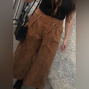 FAVLUX corduroy wide leg pants with belt